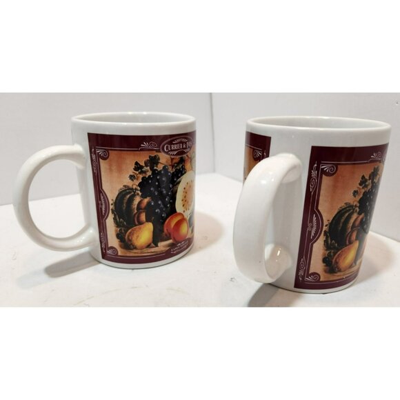 Vtg Houston Harvest Currier & Ives "Early Winter" Ceramic Mugs Set of 2 - Picture 6 of 16